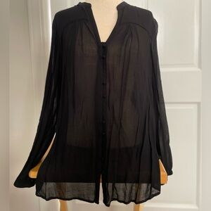 Women’s Large Lucky Brand Sheer Black Blouse